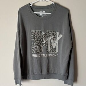 MTV Olive Green Leopard Logo Sweatshirt